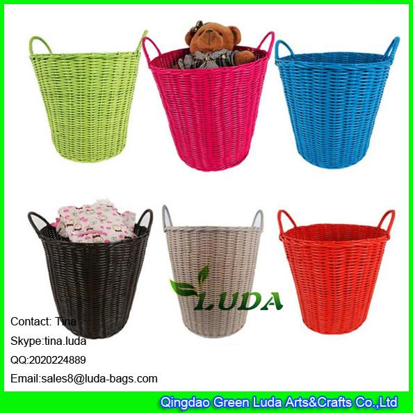 LDKZ-031 rainbow pp woven laundry basket  fashion household essentials tapered storage basket