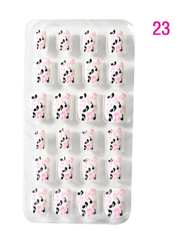 24Pcs Short Kids False Nail Gift Children Nail Art Decoration