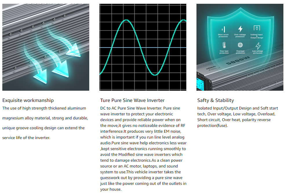 5000 Watt Hybrid Solar Inverter MSDS UN38.3 16*30A Aluminum Alloy Housing