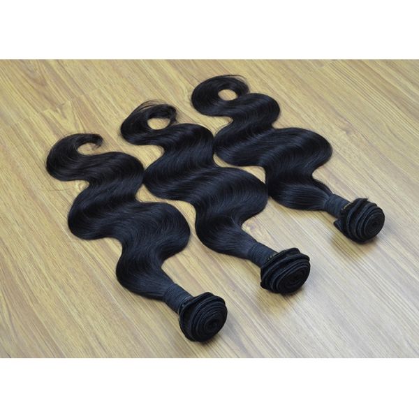 Malaysian Virgin Human Hair Extensions Body Wave Natural Black , Soft Bundles