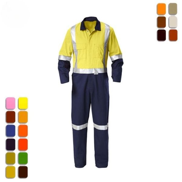 100% Cotton Reflective Insulated Coveralls Mechanic Uniform Work Men Coverall