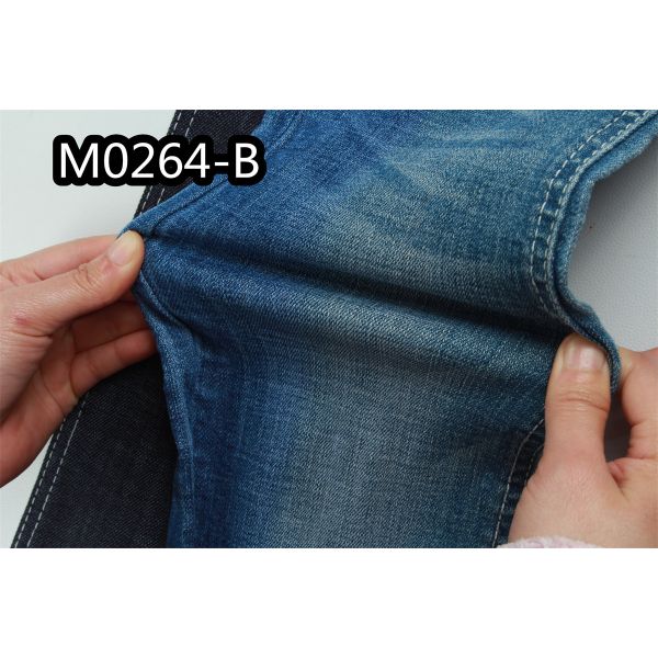 Custom 9.7Oz Cross Hatch Cotton Denim Fabric Stretchy Super Dark Blue