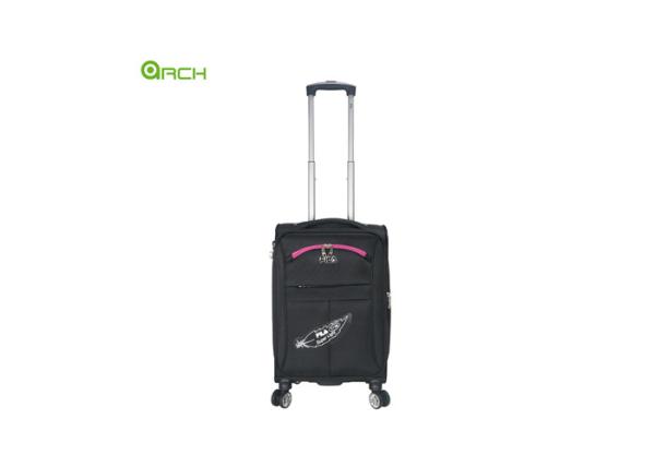 1680D Polyester Light Weight Suitcase Luggage Bag with Two Front Pockets and Spinner Wheels