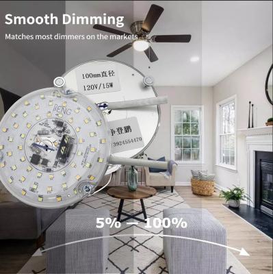 120V 15W Driverless Dia 100mm Led Light For Led Fan Light With ETL Certificate Ceiling Fan Led Light Replacement