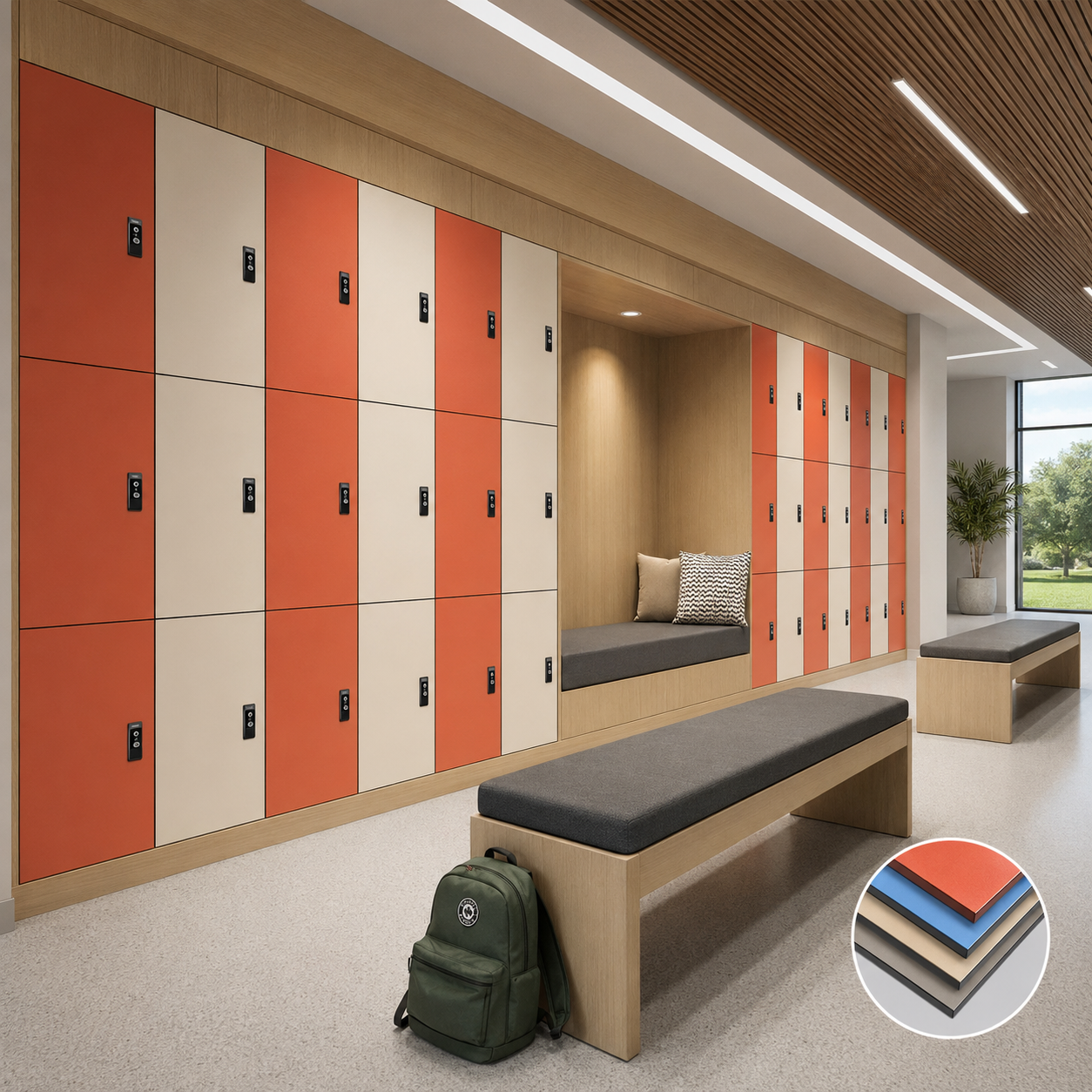 Commercial HPL Compact Laminate Lockers | Moistureproof Impact Resistant Storage for Gym & Public Areas