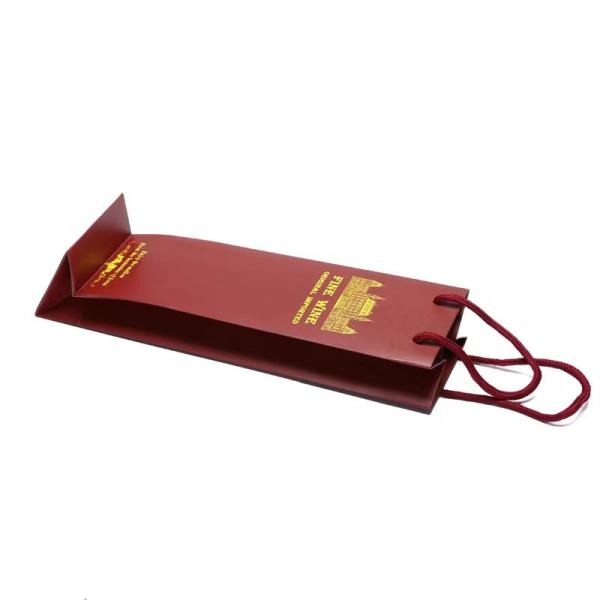 Luxury Gift Packaging Custom Printed Bottle Wine Paper Bags Dark Red Wine Bottle Paper Bags With Handles