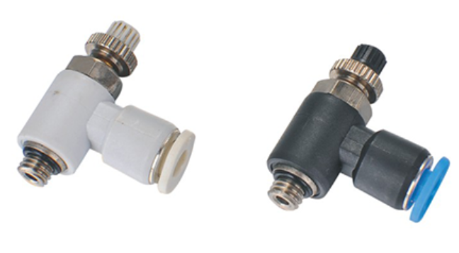 Gray Pneumatic Tube Fittings NSE - C Brass Adjustable Knob Throttle Valve Rotatable