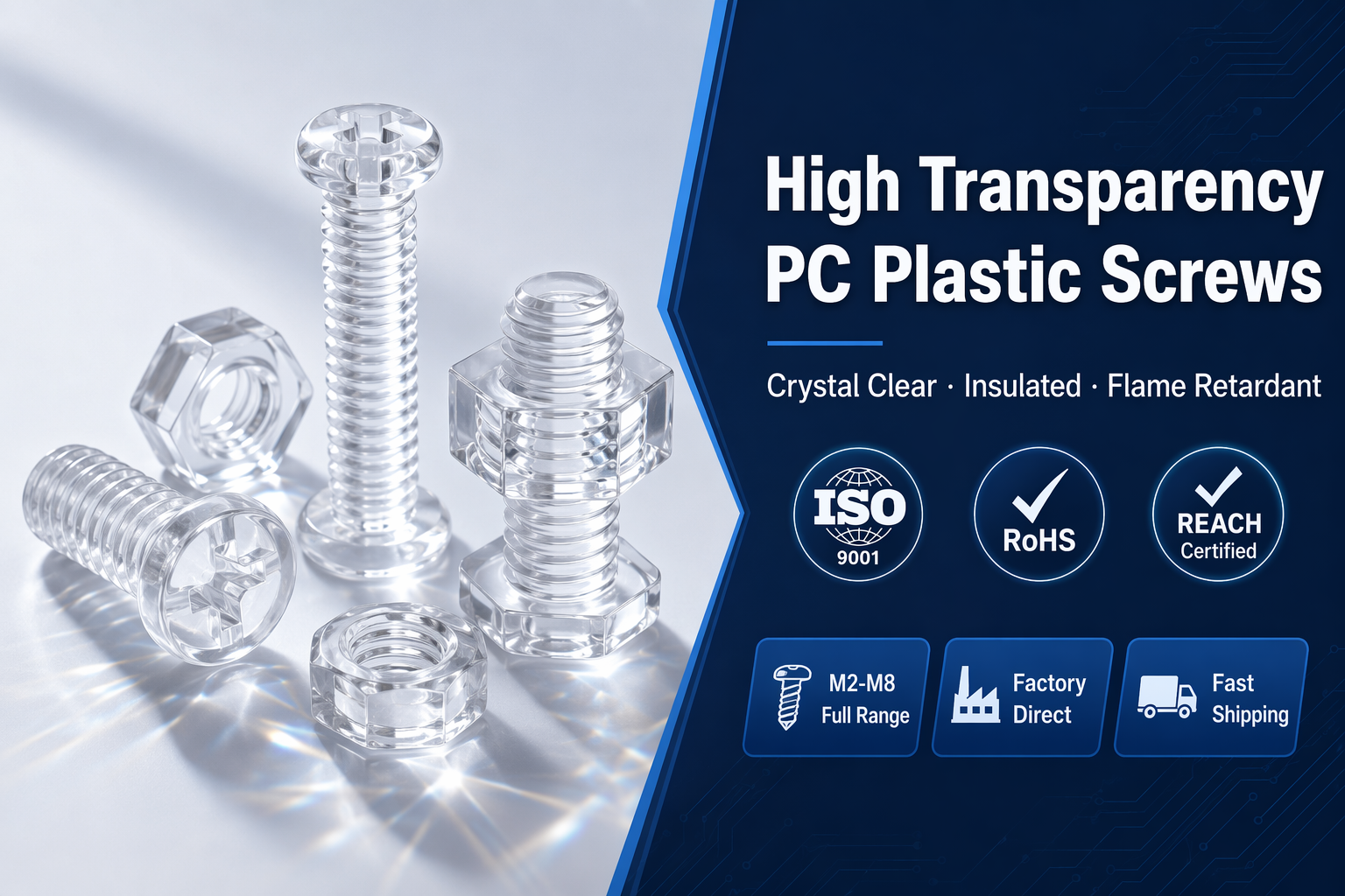 Polycarbonate Transparent Screws and Nuts Phillips Pan Head Clear Plastic Bolts M2 M3 M4 M5 M6 Heat Resistant