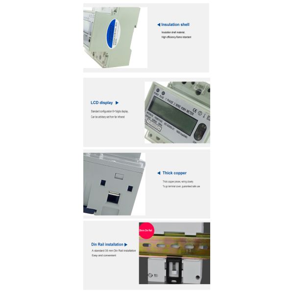 RS485 Modbus Protocol Din Rail Kwh Meter Single Phase For Solar Systems YEM011GC