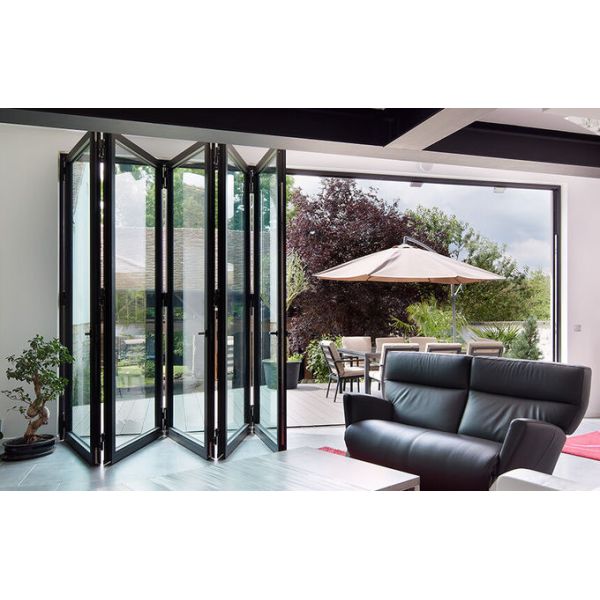 Apartment Aluminum Folding Doors Fluorocarbon With Stainless Steel Security Mesh