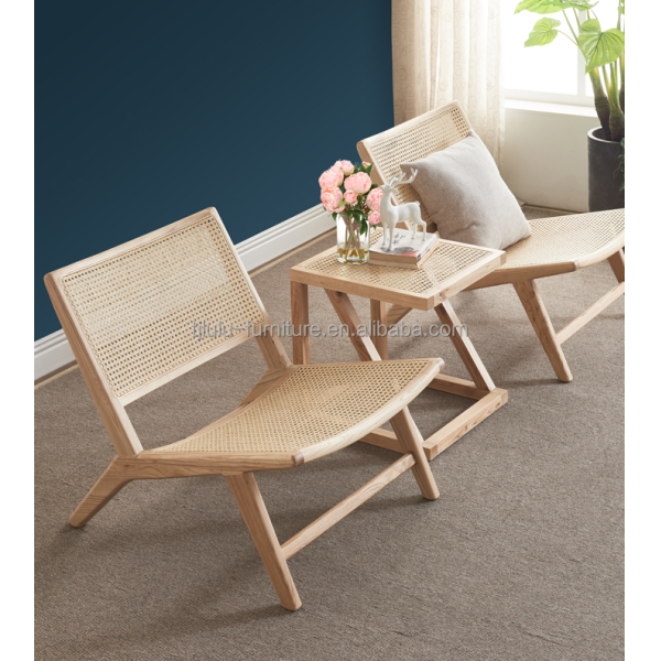 Modern Style Ash Wood Dining Chair and Rattan Lounge Chair W65*D80*H69CM for Modern Office Building Decoration