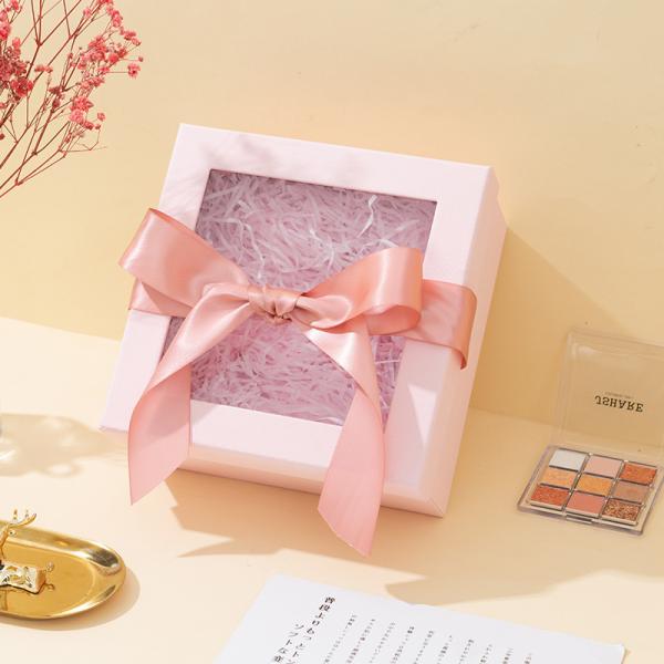 Rigid Lid And Base Gift Box With Clear Window And Ribbon For Soap Candles Jewelry Or Small Gifts