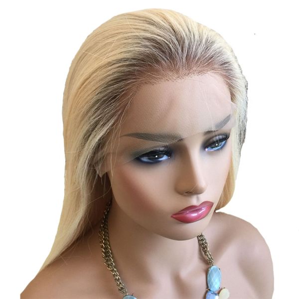Soft and Shiny 613 Blonde Ombre Highlight Human Hair Hand Tied Wig for European Women