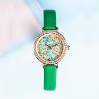 Correa de cuero del reloj verde de las señoras 3ATM