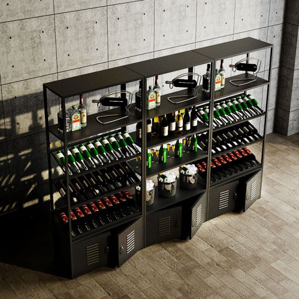 Stackable Wine Wall Cabinet Customized Bar Metal Glass Wine Storage Rack for Display