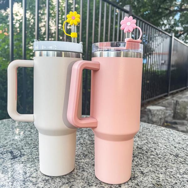 Silicone Flower Straw Toppers Reusable Covers And Caps For 9-10mm Straws Fits Stanley 30 & 40oz Stambler Stanley Cap Lid