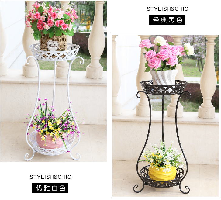 Floor Style Anti Slip H60cm 2 Tier Metal Plant Stand