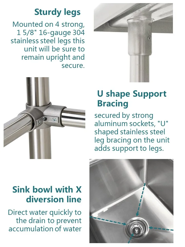 OEM 3-слойный столик из нержавеющей стали с колесами