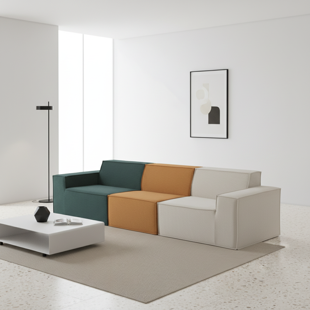 Multi-Functional Customized Couch Fabric Sets Comfortable Compressed Sofa with Sponge Filling Convertible for Living Room Use