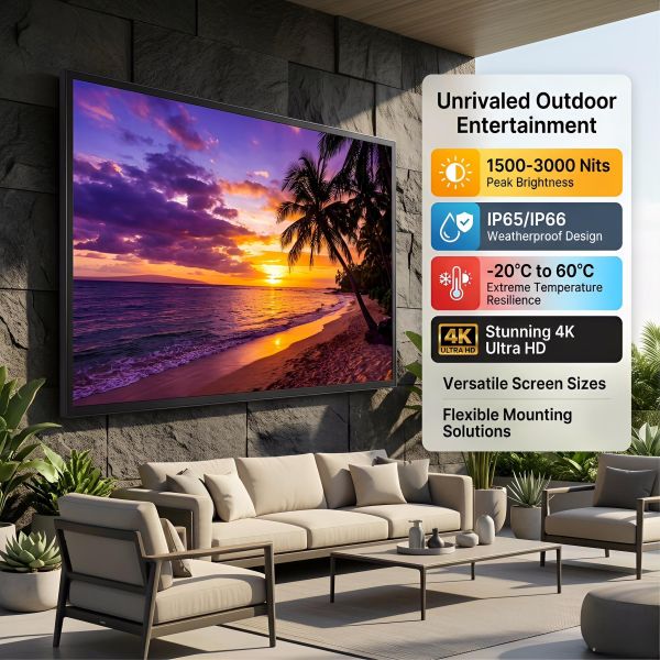 Waterproof Outdoor TV with Google TV 1500-3000nits Sunlight Readable Screen