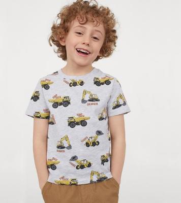 T-shirt curto do pescoço do círculo do verão da luva das crianças dos fabricantes do fato do Oem com cópia