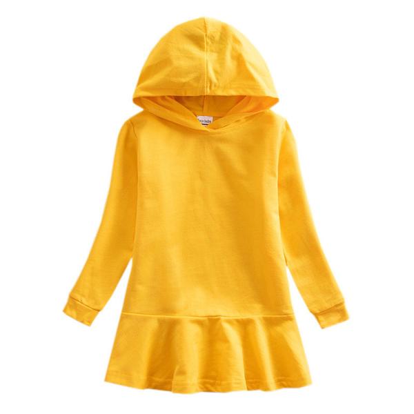 Das crianças feitas sob encomenda do vestido do algodão das meninas da roupa do vestido das crianças vestido encapuçado da camiseta