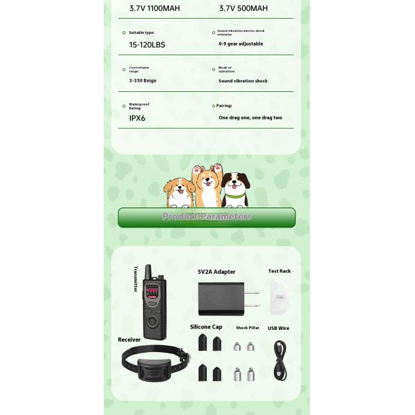 Portable Waterproof Rechargeable Wireless GPS Electronic Dog Fence Trainer Handheld Barking Stop Two-in-One Nylon Plastic Pet