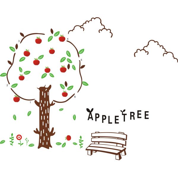 Apple Tree Removable Wall Stickers Pvc Waterproof For Bathroom