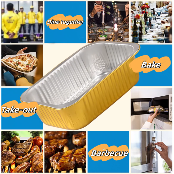 Food Grade Disposable Gold Colored Aluminium Trays with Lid at Prices