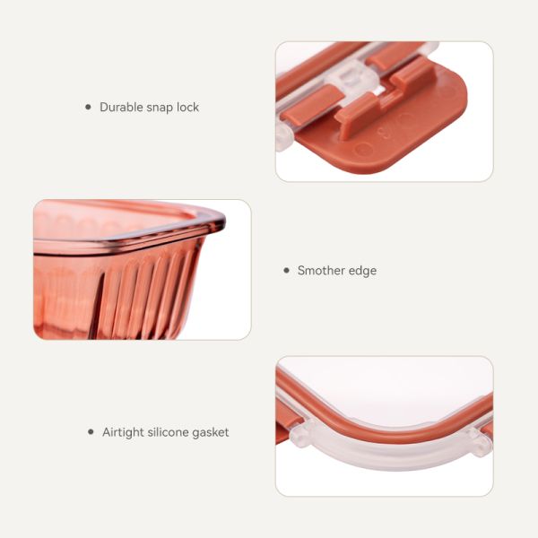 IKOO BPA Free Colored Borosilicate Glass Food Container with Airtight Cool Lock Lid FDA/LFGB Approved