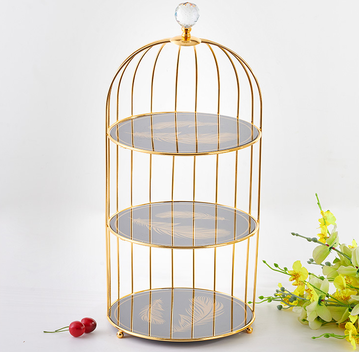 55.5cm Height Electroplating 3 Tier Wire Fruit Basket