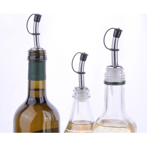 Promotional Stainless Steel Pourer for Olive Oil Bottle with Plastic White or Black Cap