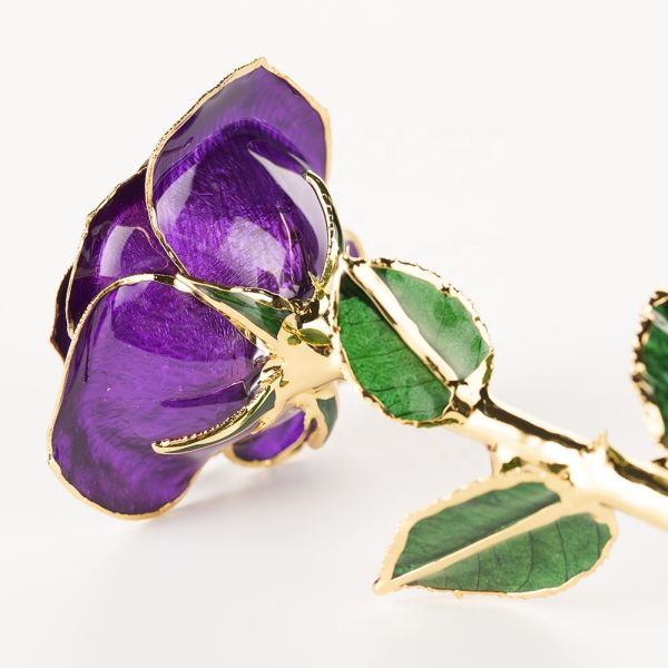Purple Rose 24Kt Gold Dipped Natural Rose Manufacture Directly Supply  Gold Platedd Rose  for Christmas  Gift Wholesale