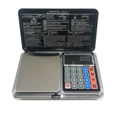 Balance de poche à bijoux 6 en 1 avec écran LCD, capacité 500g/1000g/100g/200g/300g, fonctions de comptage, calculatrice et horloge