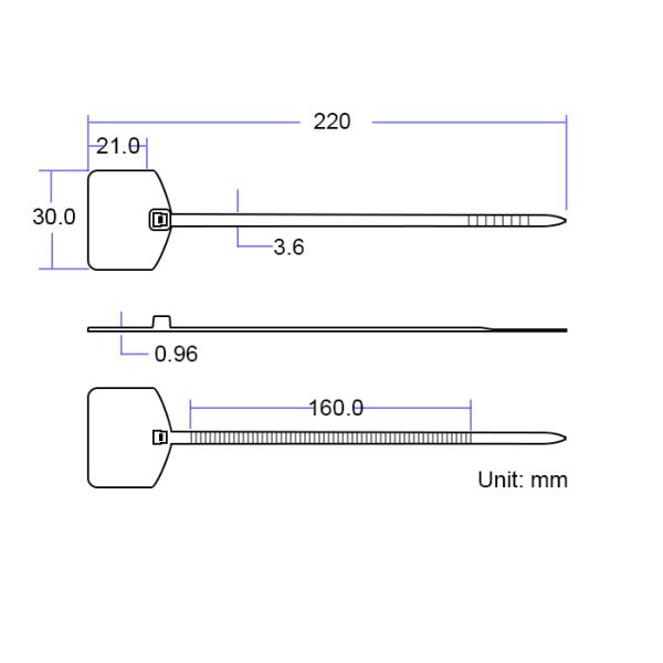 Custom 220mm Length Writeable Coloured Cable Ties With 30*21 Mm Marking Area