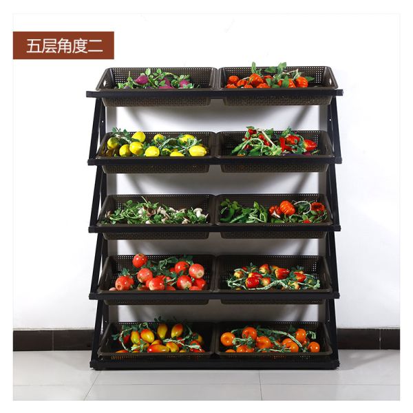 Supermarket Exhibition Wooden Fruit and Vegetable Storage Rack with Customized Design