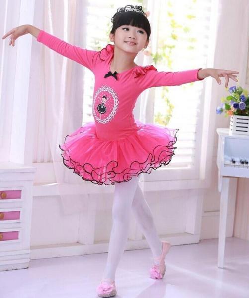 Children cotton skirts costumes long sleeve uniforms girl ballet performance dance dress