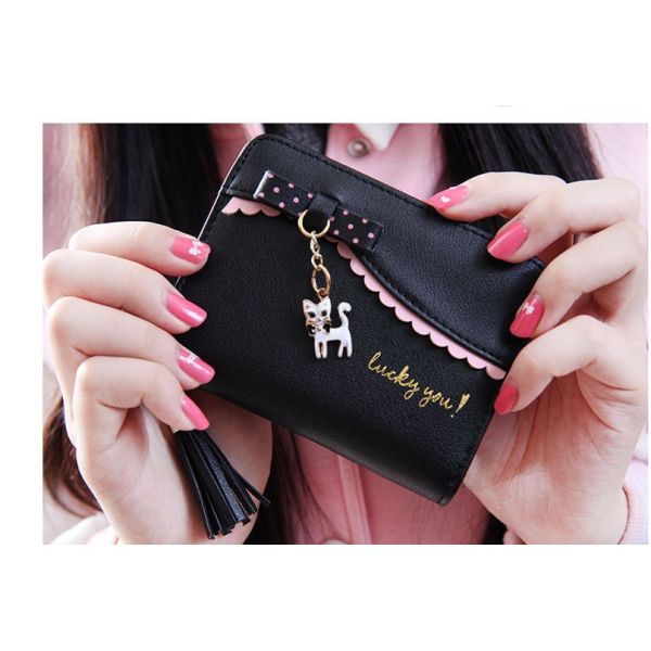 2016 new Korean bow kitty purse small pendant short wallet cute girls zipper