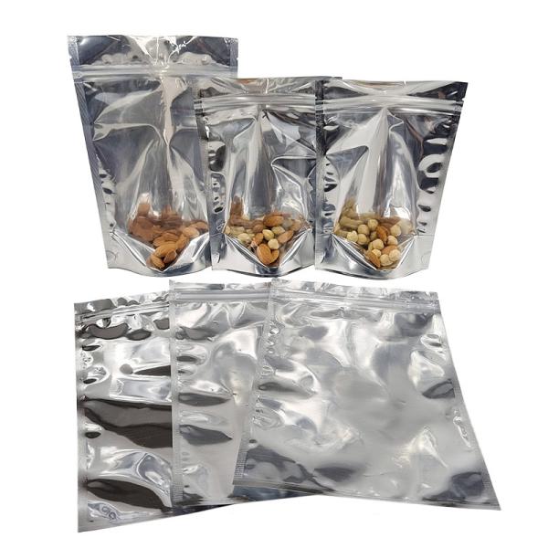 CMYK Aluminum Foil Packaging Mylar Doypac Clear Window Front Silver Back Stand Up Resealable