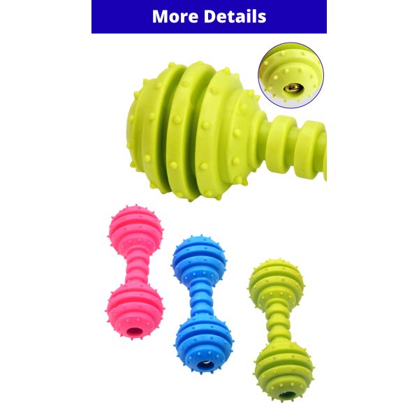 4.5 X 12cm Durable TPR Dog Cat Dumbbell With Bell Bite Chew Toy Barbell Toy
