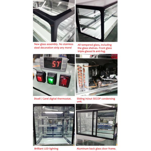 Витринный шкаф 600Liter пекарни Staineless плоского зеркала стальной Refrigerated