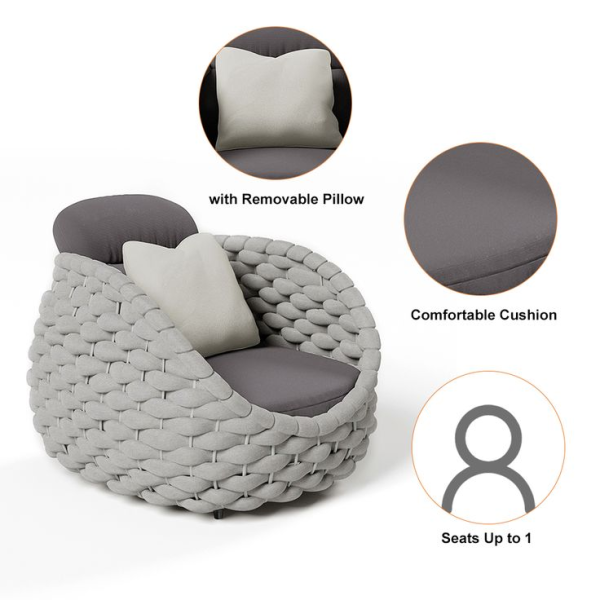 Villa Garden Leisure Lounge Chair and Rattan Sofa Set with Patio Outdoor Furniture