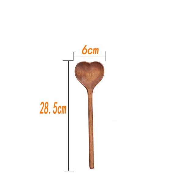 wooden heart shaped salad spoon