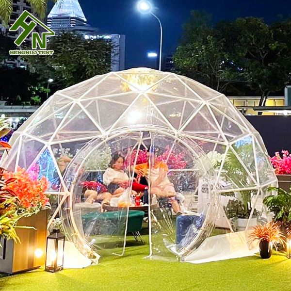 Steel Frame Restaurant Geodesic Dome Tent With Clear Pvc Roof Self Cleaning
