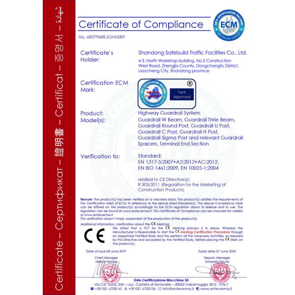 Защита от дорожного движения с помощью рельсового ограждения с горячим оцинкованным покрытием