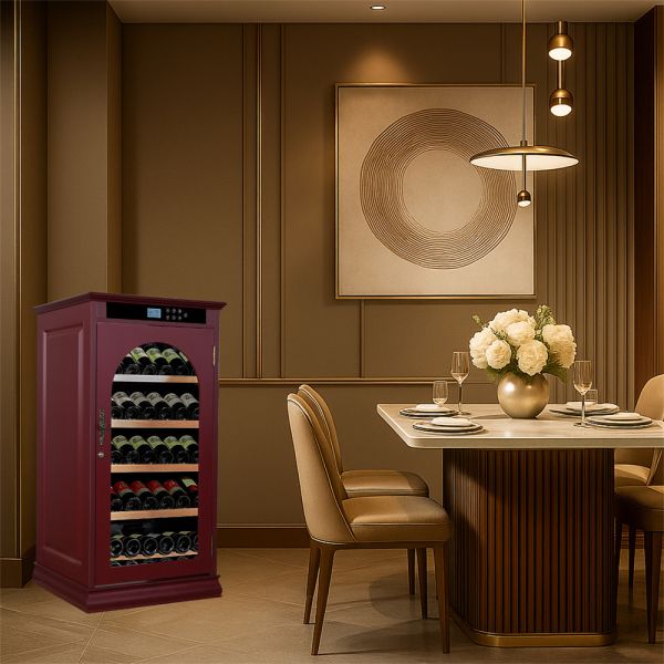 Smart Digital Temperature Control Wooden Wine Cooler Cabinet with 6 Shelves and Premium Wood Construction