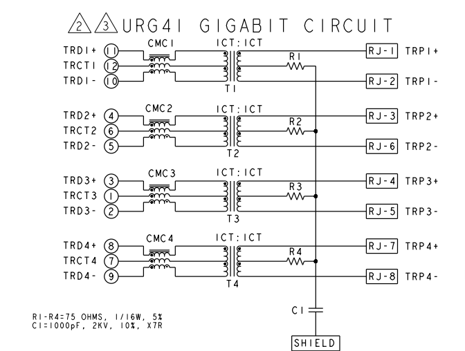 1-1840012-2 RJ45 соединитель через одно USB URG41 Гигабитная схема