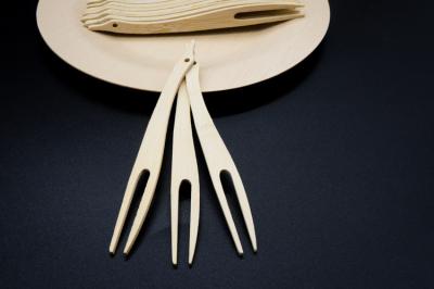 100mm Dessert Disposable Bamboo Forks smooth Customized For Salad