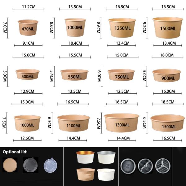 Eco-friendly Disposable bowl Made of food grade kraft paper and PLA coating perfect for ice cream soups salads and more