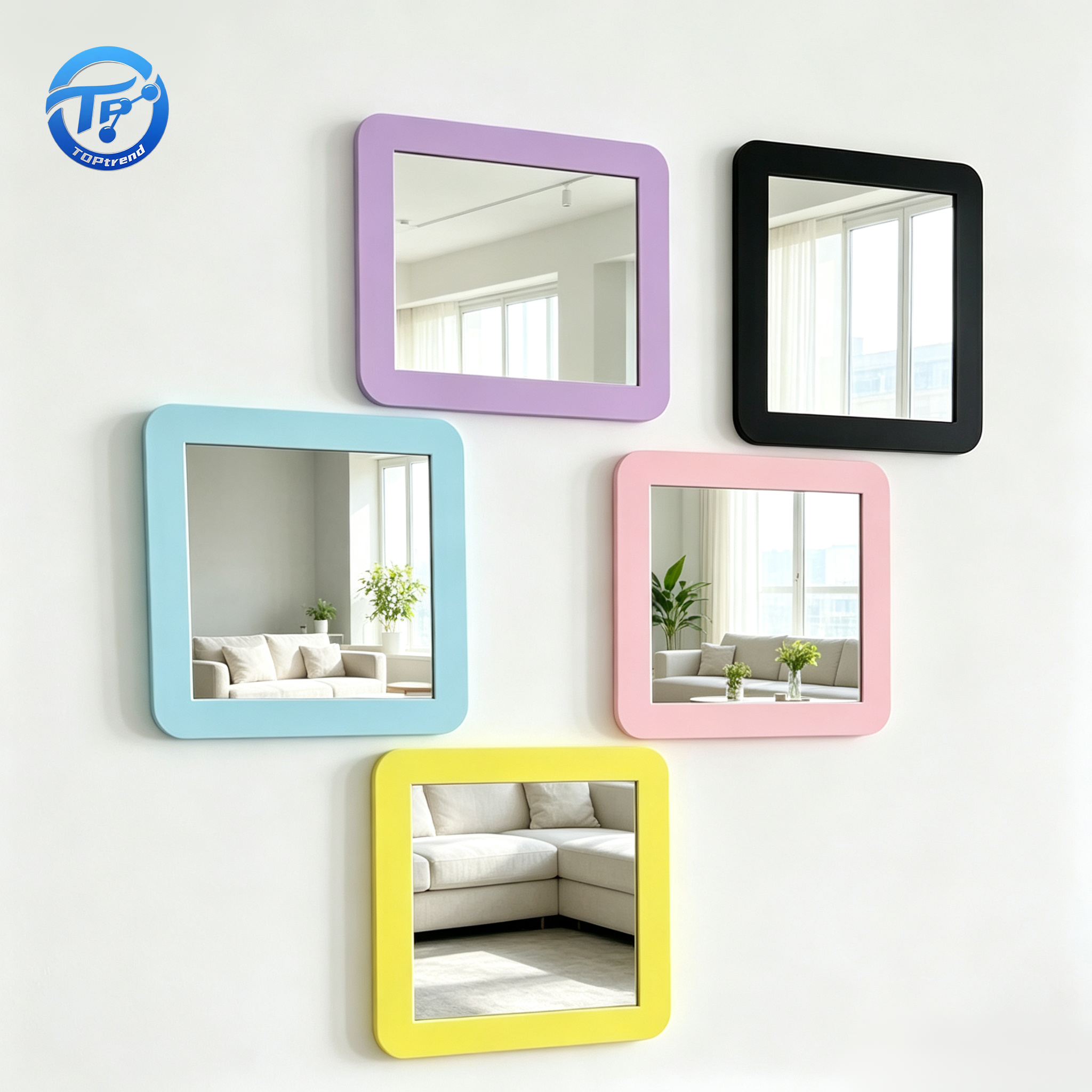 Color PVC Framed Flat Acrylic Mirror Kids Safe Flat Acrylic Mirror For Home Decoration